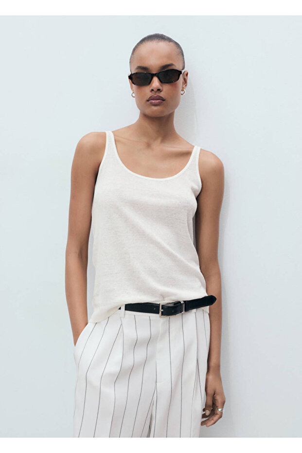 Blouse with Linen Straps
