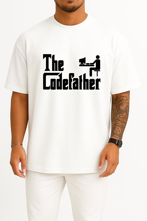قصة فضفاضة The Codefather - تي شيرت مبرمج الكمبيوتر مطبوع للجنسين