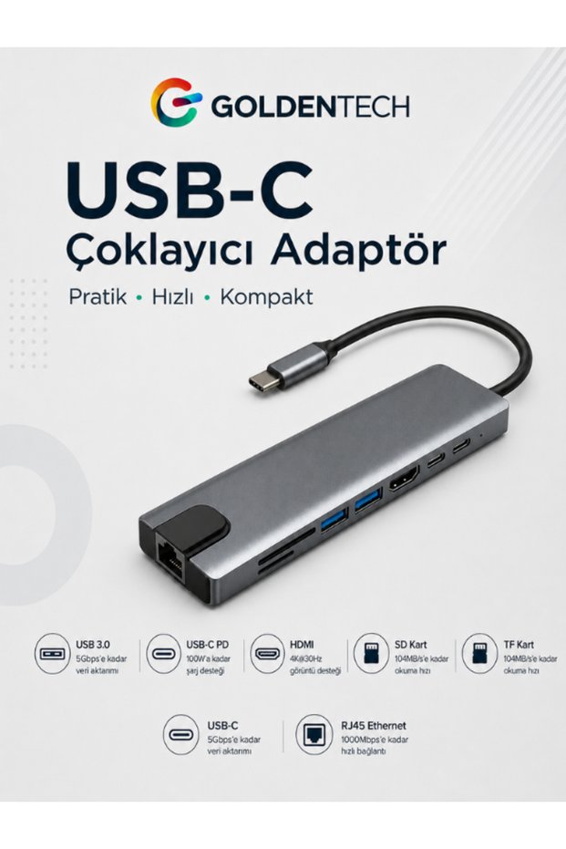 MacBook Pro Air Compatible USB Type-C 8 Hub Converter Converter Multiplexer USB HDMI Micro Sd 8in1