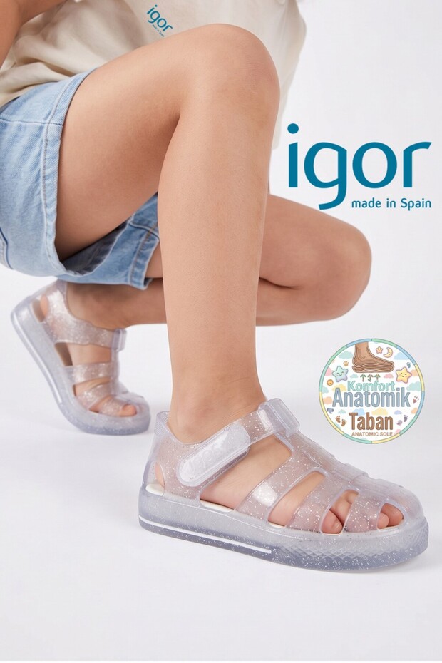S10265 Star Glitter Baby & Kids Glitter Transparent Sandals