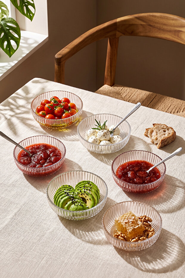 Bonito 6 Piece Glass Sauce Bowl and Breakfast Bowl Set