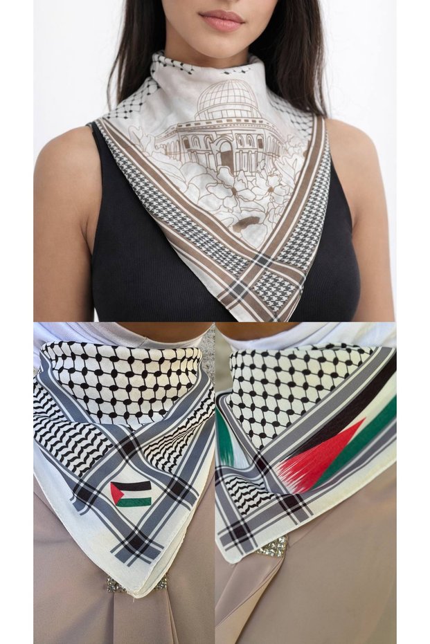 3 Palestine Themed Scarf 50X50 Unisex Suitable for Daily Use Pashmina Shawl Keffiyeh Palestine