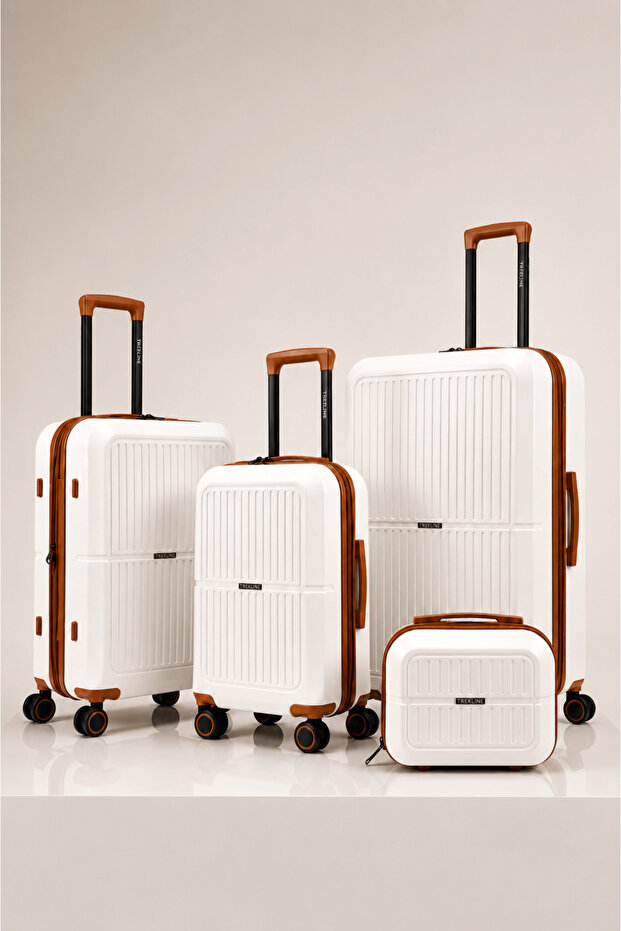 TREKLINE Luggage Set, 4 Pieces, Model TOO 7, Sizes 28/24/20/14, PC Material, Beige Color