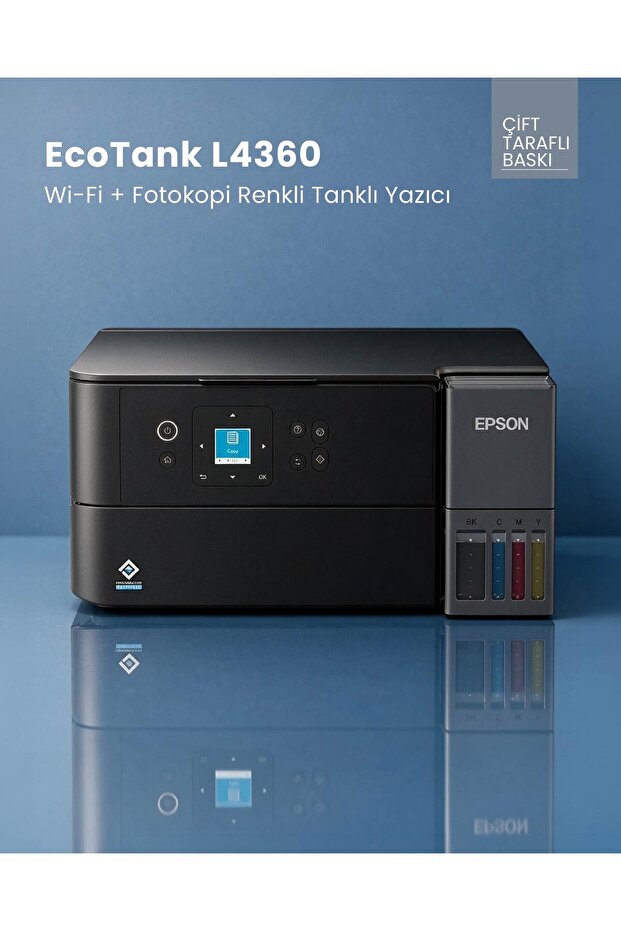 EcoTank L4360 Wi-Fi Tarayıcı + Yazıcı + Fotokopi Renkli Çok Fonksiyonlu Tanklı Yazıcı - 1