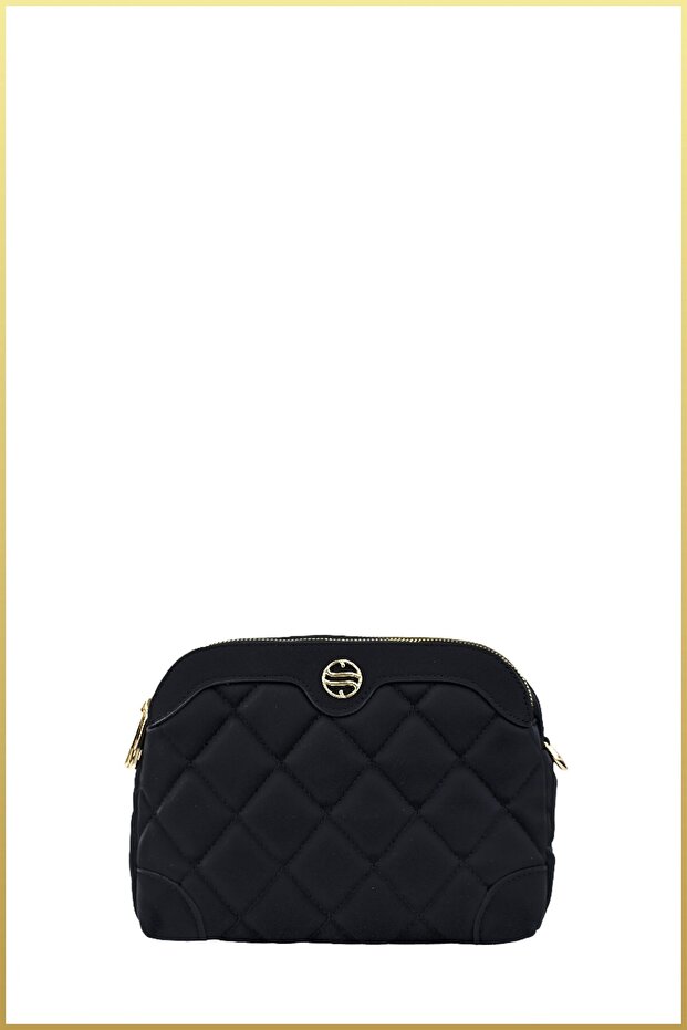 Women's Three-Compartment Adjustable Strap Shoulder Bag - Black