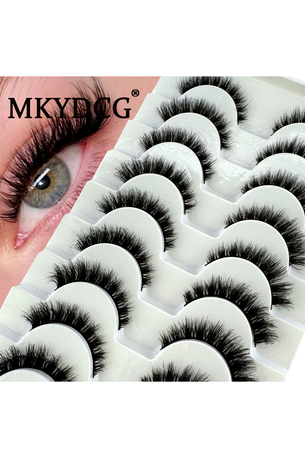 10pairs-S37 MKYDCG New 10 Pairs 3D Mink Lashes Faux Mink Fluffy Lash Soft Full Thick Wispy Eyelash D