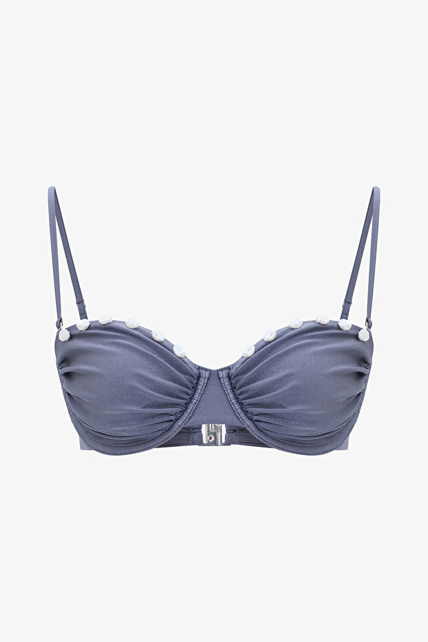 Seashell Gri Balenli Bikini Üstü - 6