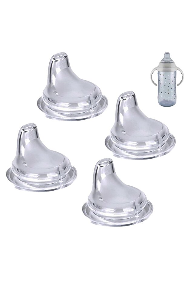 WHITE 4 Packs Food Grade Silicone Learner Cup Spout Soft Texture BPA-Free Sippy Cups Spout for NUK L