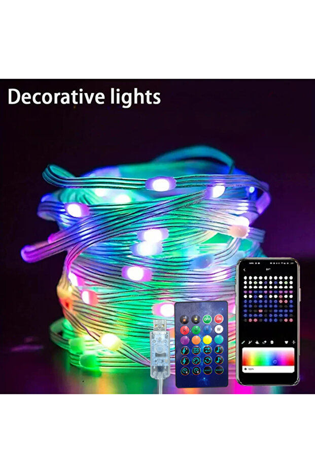 5M 50LEDs RGB IC USB 5V Smart RGB-IC Fairy Light String Christmas Lights Decorations Lamp Garland WS