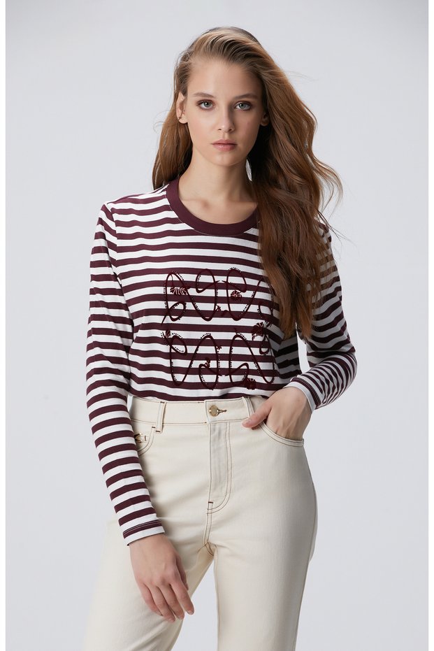 Beyaz Bordo T-Shirt