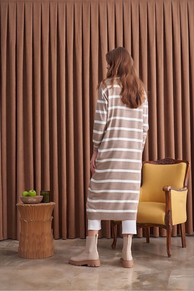 Basic Striped Knitwear Mink Loose Fit