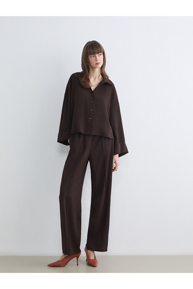 Trendlucky Women's Wide Leg Pants with Elastic Waist and Difference in Color