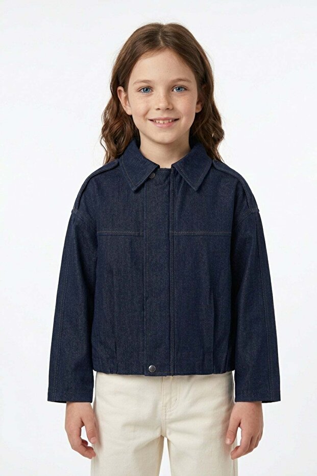 Zippered Pleated Girls' Jacket