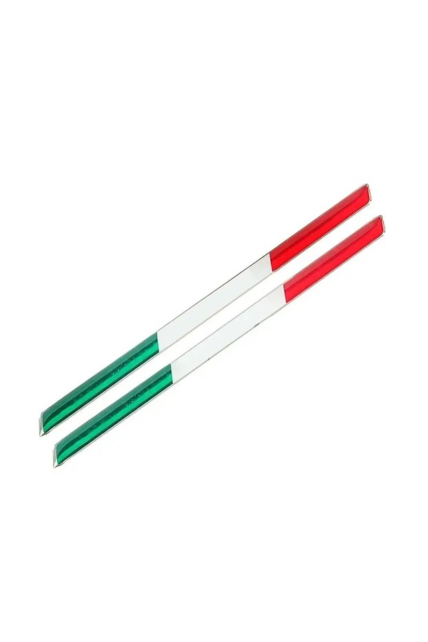 green 2pcs Italy Flag THIN Sticker Emblem Badge Decoration for Italian Car Bike Truck