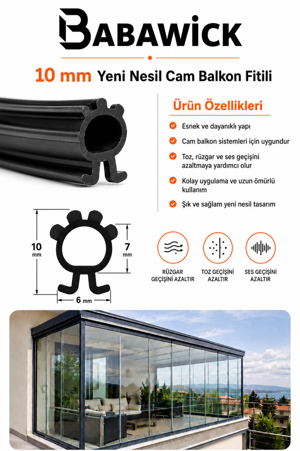 Glass Balcony Wick 10mm Height 5m Length Bristle Wick Alternative for Dust and Rainwater Insulation