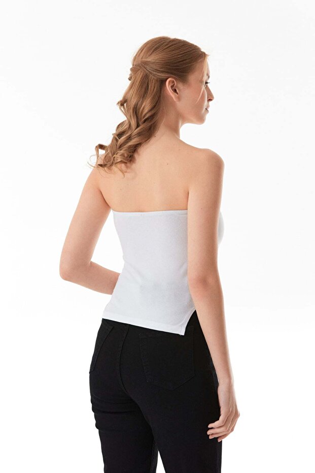 Basic Strapless Bustier with Side Slits - 3