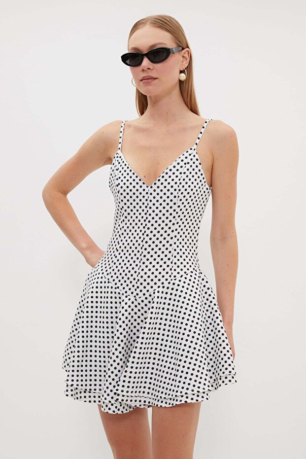 Polka Dot Strap Mini Dress with Shorts