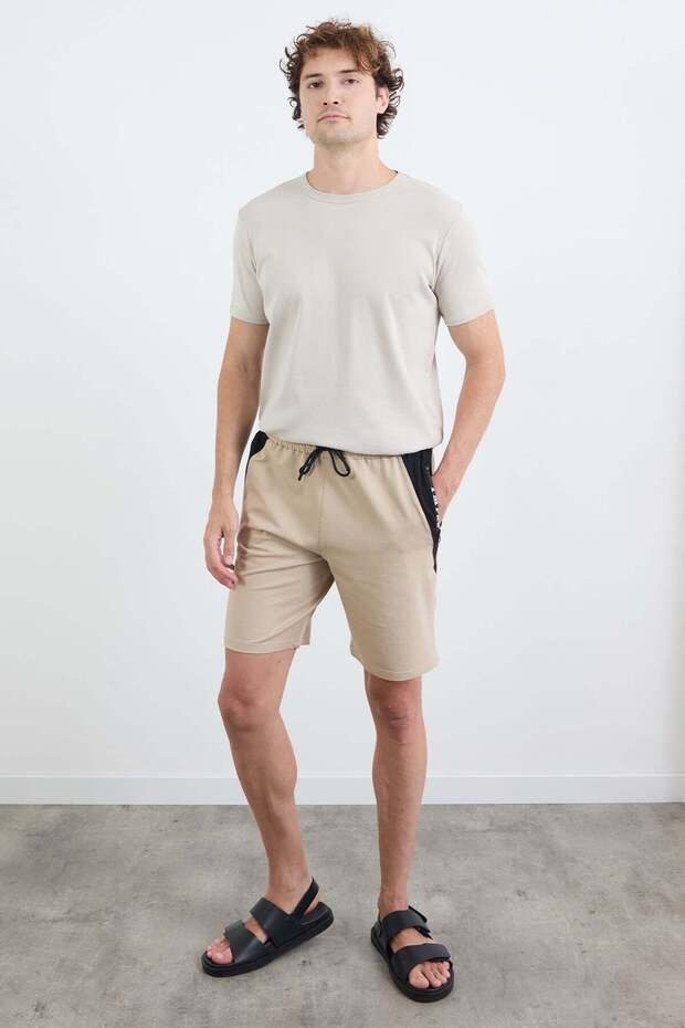 Text Printed Colorful Garnished Zippered Pocket Shorts