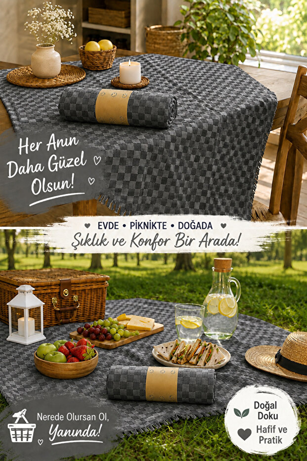 Stylish Tablecloth Gingham Picnic Cloth Tablecloth 130X170 cm Black