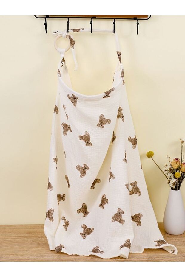 one bear Breathable Baby Nursing Cover Maternity Breastfeeding Cover Cotton Muslin Baby Feeding Blan