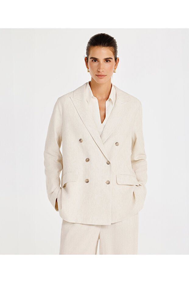 Double Breasted Closure Swallow Collar Jacket - 3