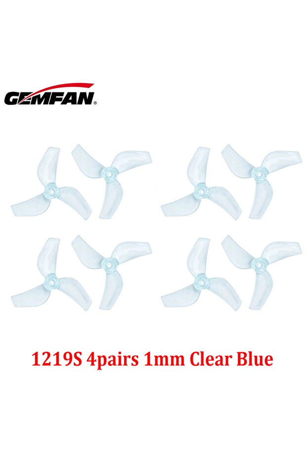 1mm Clear Blue 4Pairs Gemfan 1219S 31mm 3-Blade PC Propeller 1mm For Micro TinyWhoop FPV Racing Free
