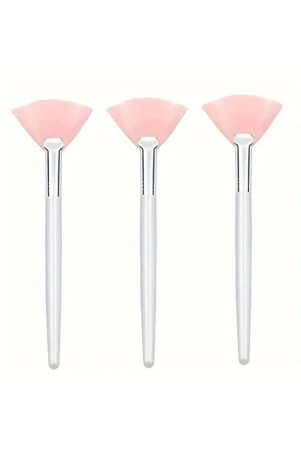 Pink-3pcs 3/6/12pcs Practical Facial Brushes Fan Shape Brush Flat Head Face Mask Applicator Soft Por