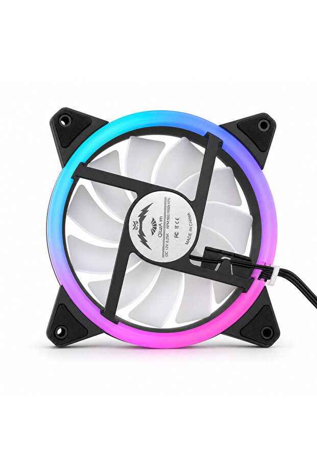 مروحة تبريد كمبيوتر RGB بيضاء قطعة واحدة مع مصباح LED قابل للتعديل RGB 120 مم، هادئة + جهاز تحكم عن بعد بالأشعة تحت الحمراء، كمبيوتر جديد C
