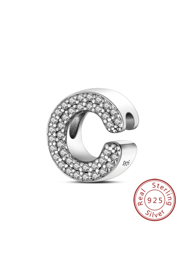 KTC165-C Charms Fit Original Bracelet A-Z Alphabet Charms Beads 925 Sterling Silver 26 Letters Charm