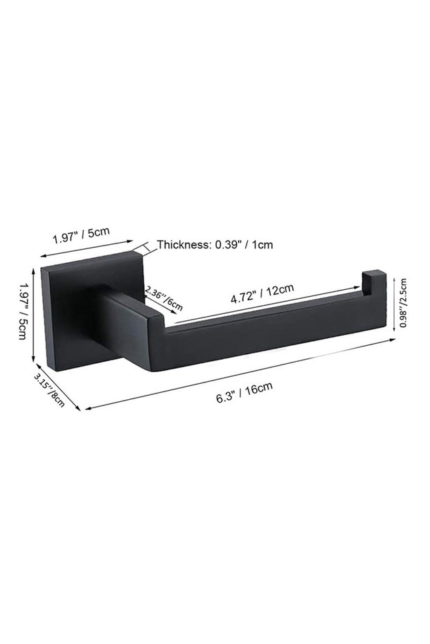 Black 15.8cm 304 Stainless Steel Bathroom Accessories 1 Piece Matte Black Toilet Paper Holder Wall M