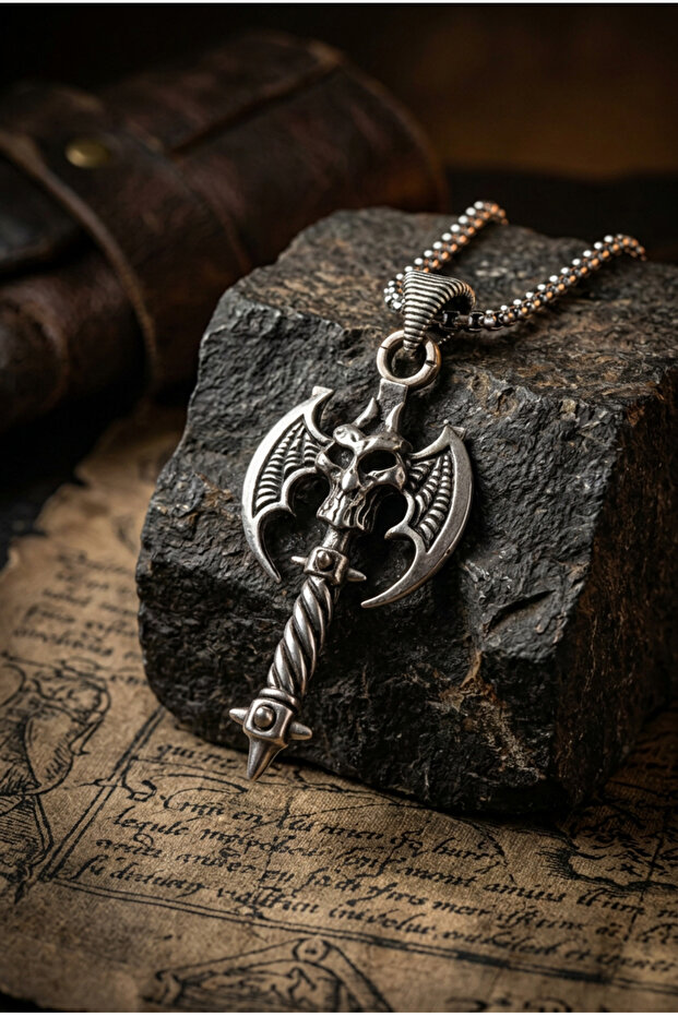 War Axe Handcrafted Stainless Steel Chain Men's Necklace