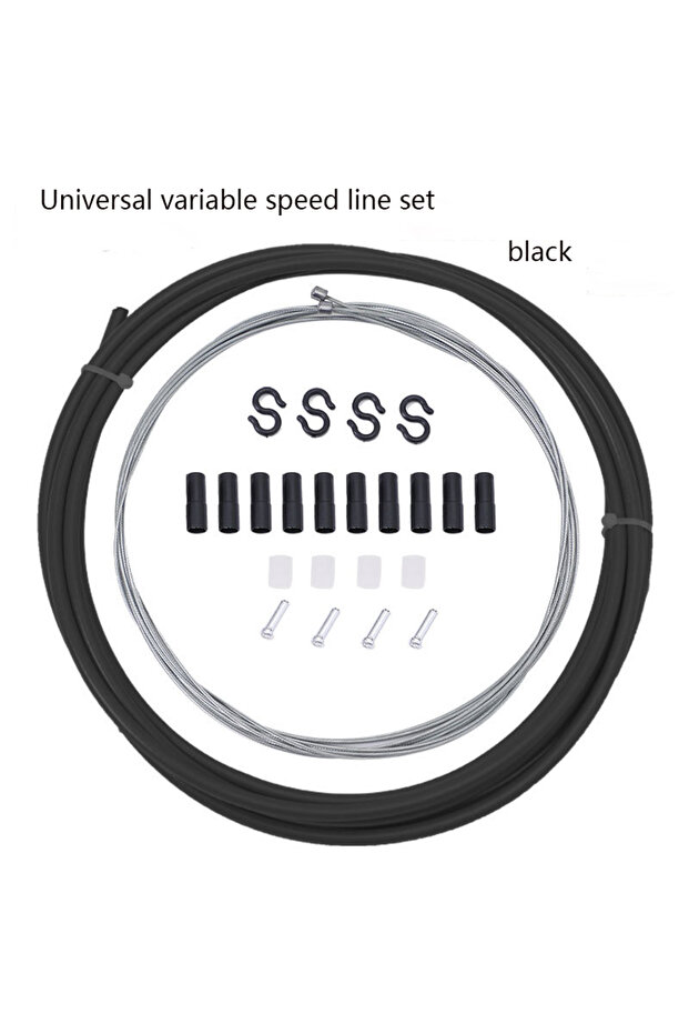 black MUQZI Universal Bicycle Brake Shift Cable Housing Kit Road MTB Bike Inner Wire Ferrules S Hook