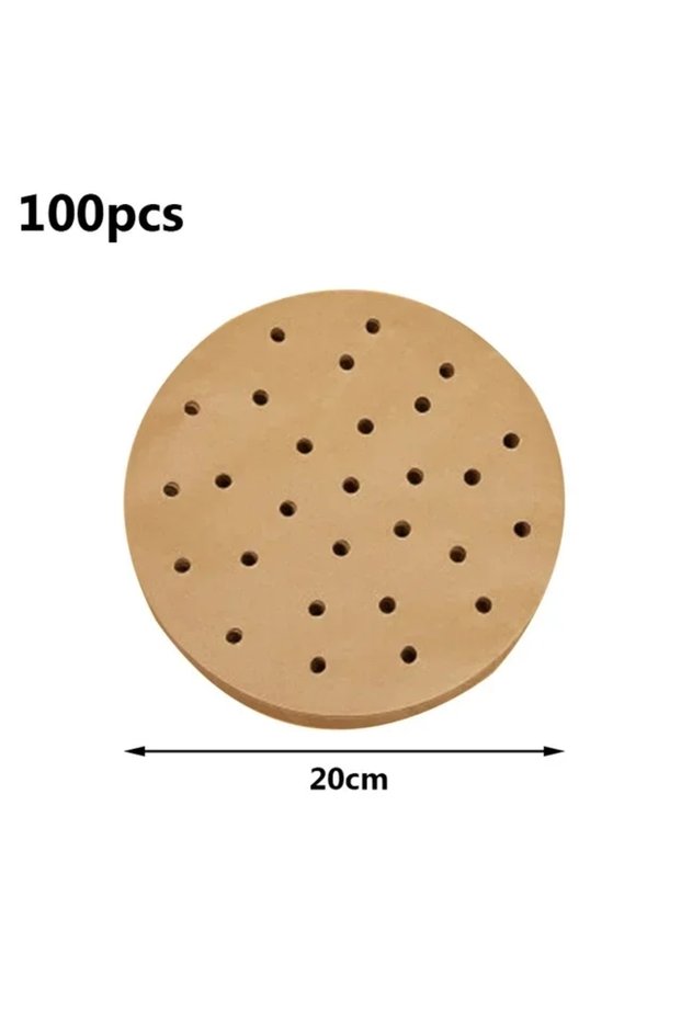 Brown Dia 20cm 100pcs Air Fryer Liners Non-Stick Air Fryer Mat Disposable Oil Paper Parchment Paper