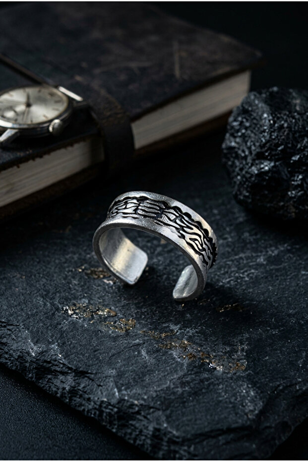 Tree Bark Textured Special Design Masculine Adjustable Men's Ring