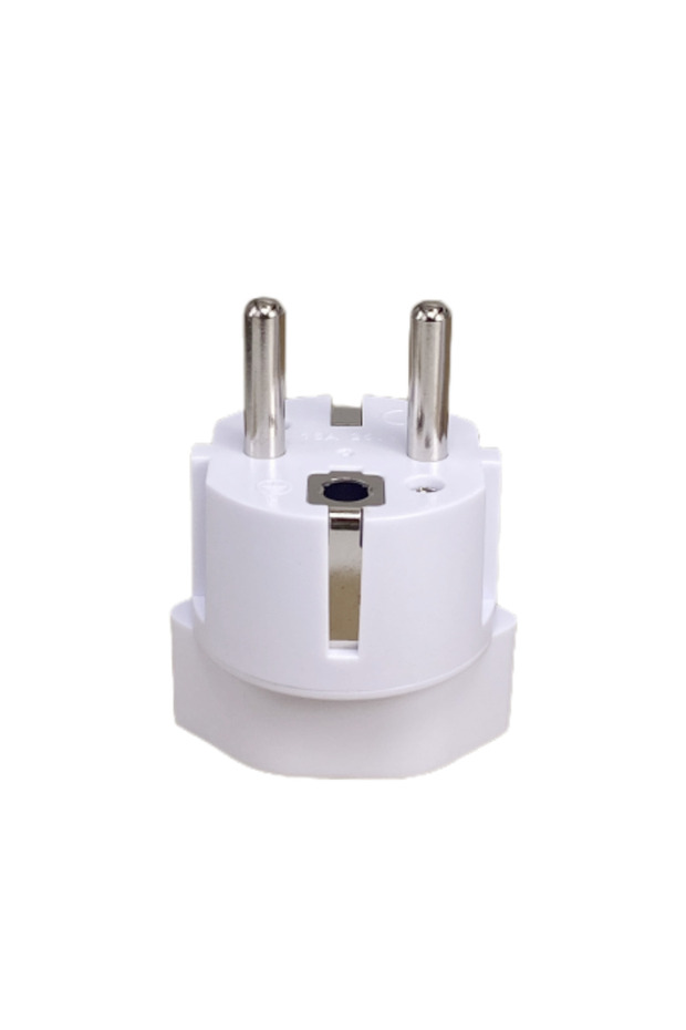 white Schuko Germany, France Plug Adapter, Ultra Compact Light Weight - Swiss to Russia, South Korea
