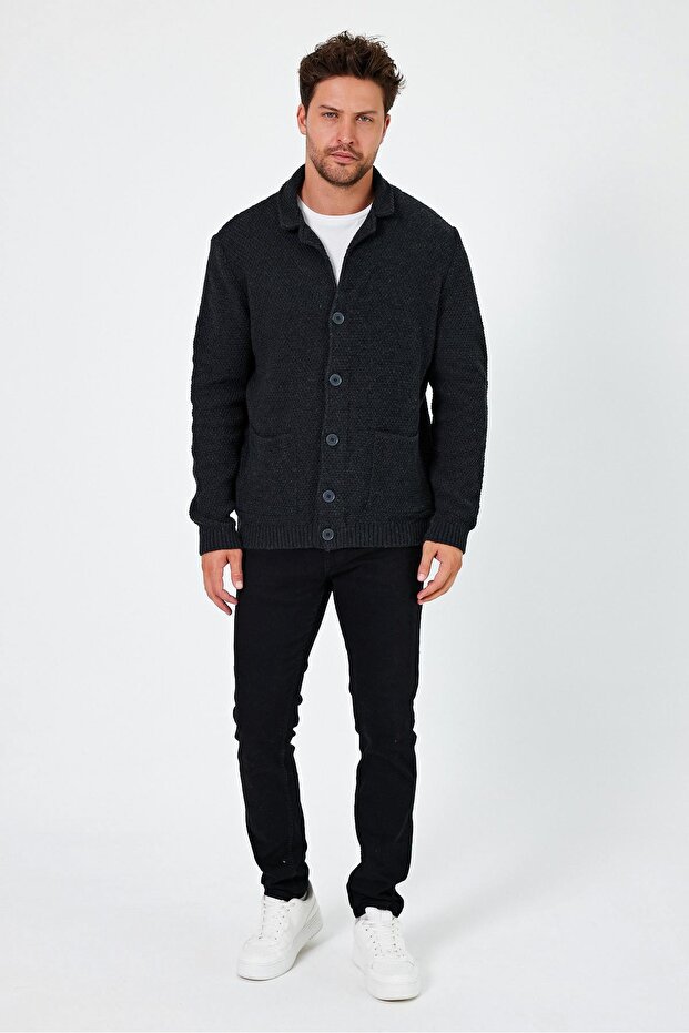 Jacket with Collar Buttons Knitted Cardigan (E24-Eze-22)