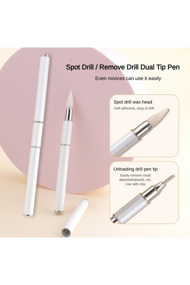 White 1PC 1/5PCS Rhinestone Picker Dual-Ended Wax Pencil with Steel Tip Dotting Tool for Nail Art Ge
