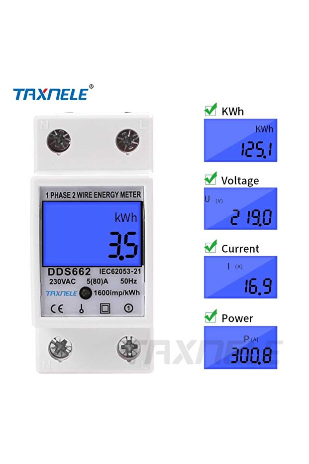 with Backlight Single Phase Two Wire LCD Digital Display Wattmeter Power Consumption Energy Electric