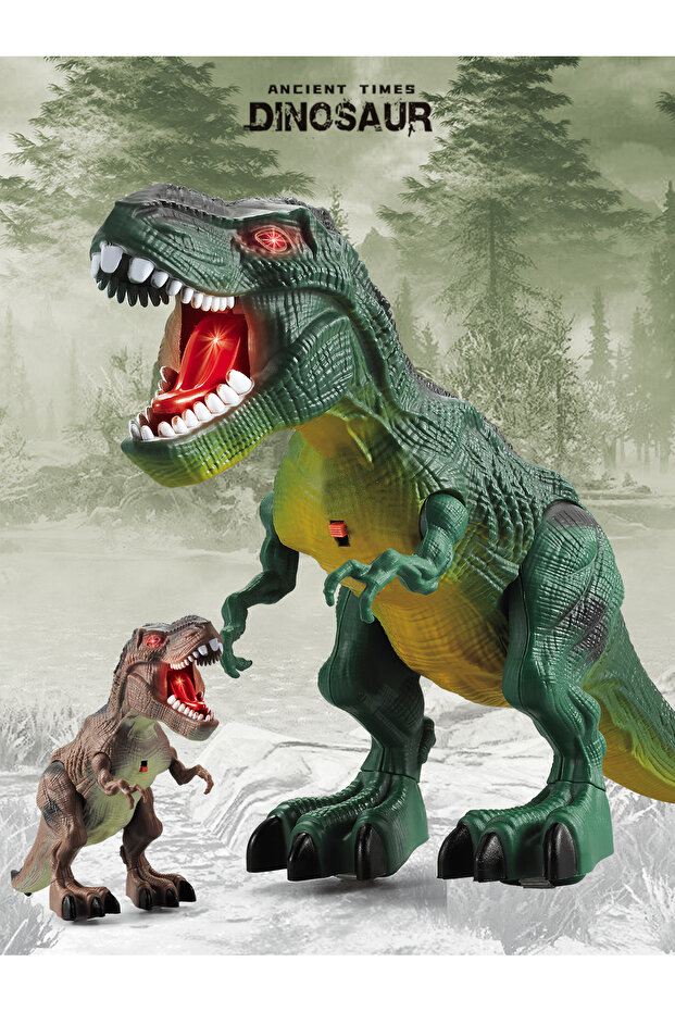 green Dinosaur Toys for Kids 3+, Electric Audiovisual Dinosaur Model Electronic Walking Robot Dinosa