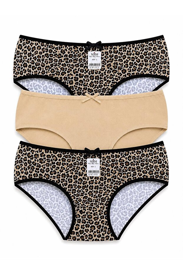High Waist Leopard Printed Bato Folding 3-Piece Panties 5000-2