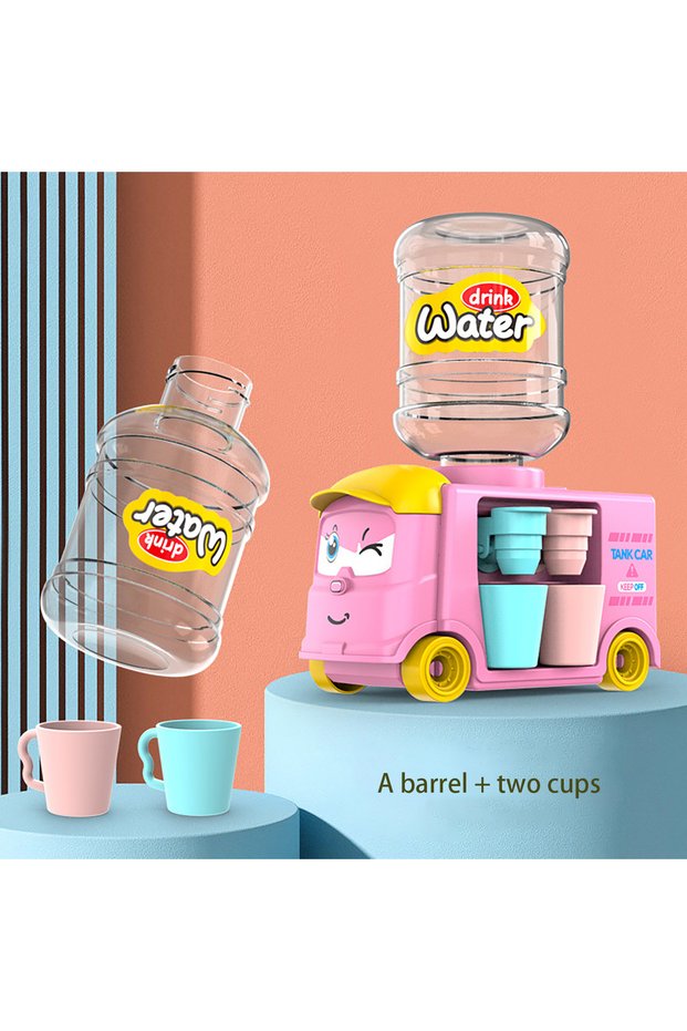 pink 1pc Mini Children Dual Water Dispenser Toy with Cute Pink Blue Cold/Warm Water Juice Milk Drink