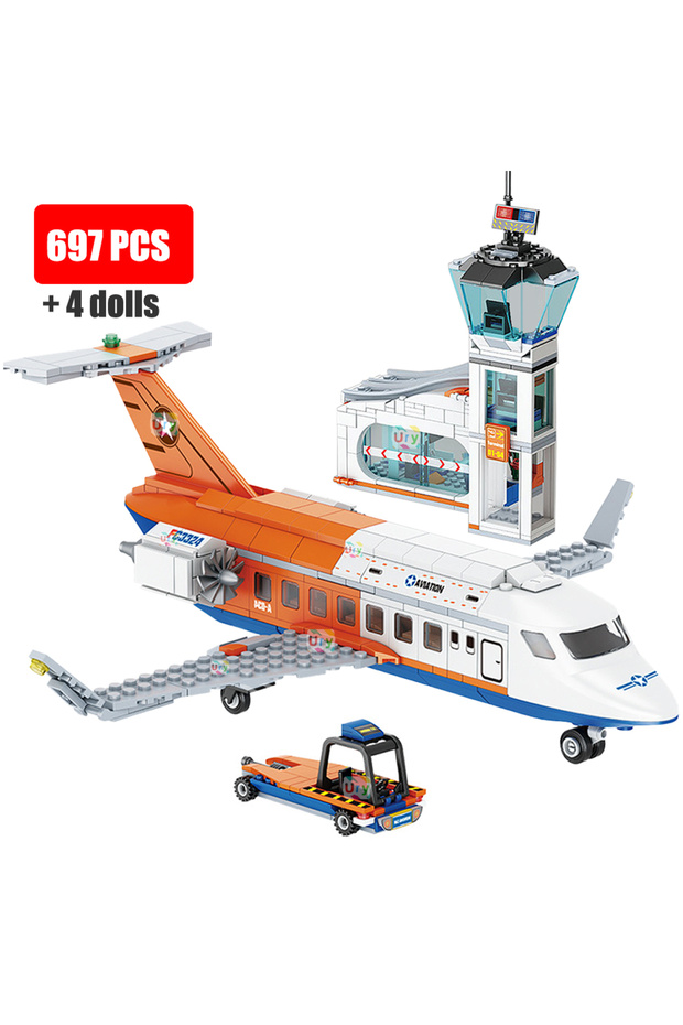SLUBAN 697PCS No Box 3in1 City Series Aviation Cargo Plane Helicopter Airport Airbus Airplane Contro