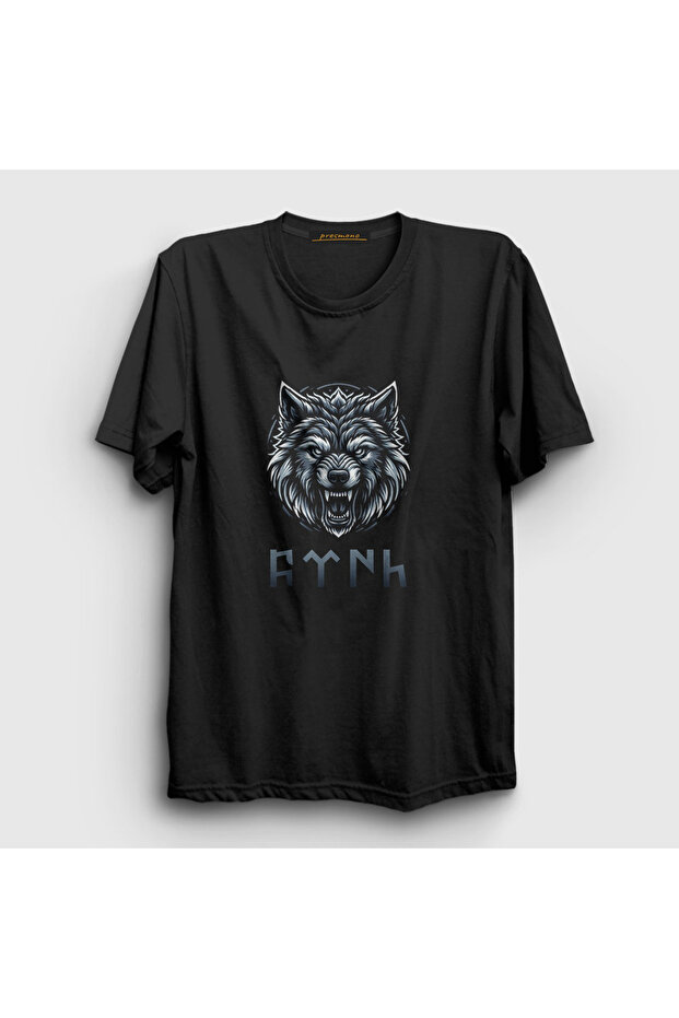 Unisex Black Göktürk Turkish Written Wolf Bozkurt T-Shirt 475060Tt