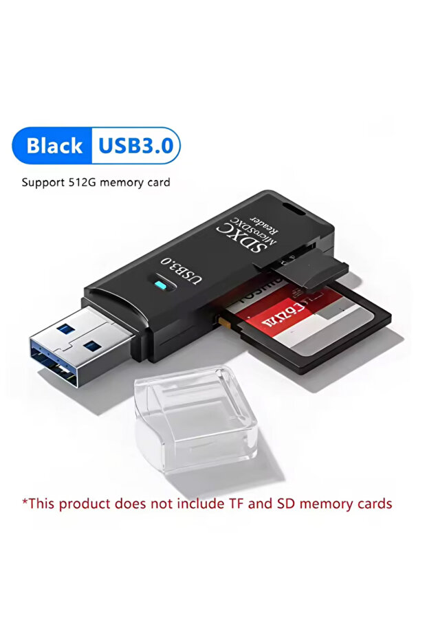 قارئ بطاقات USB 2.0/3.0 أسود 3.0، قارئ بطاقات مايكرو TF SD، محول USB عالي السرعة لقراءة البطاقات TF