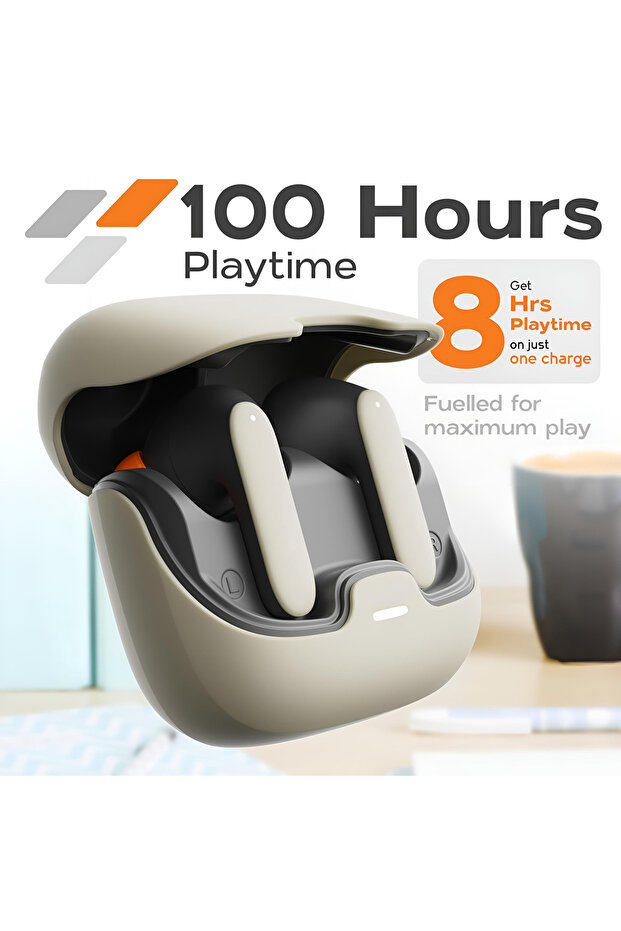 Beige Wireless Earphones TWS Bluetooth 5.4 Ultra-low Latency Dual Microphone ENC Noise Cancelling in