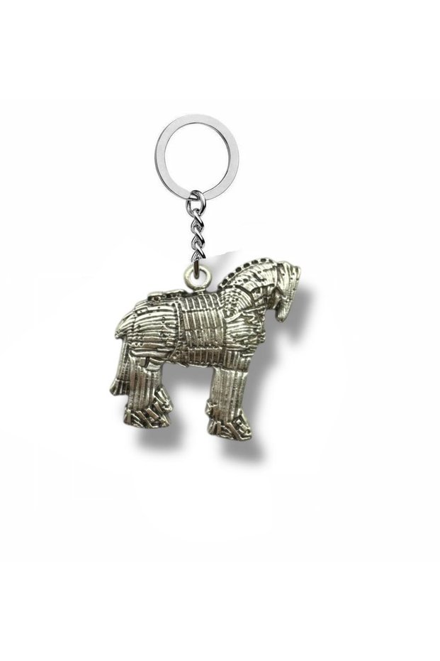 Troya Horse Keychain (Unisex Metal Keychain with Trojan Horse Figure)
