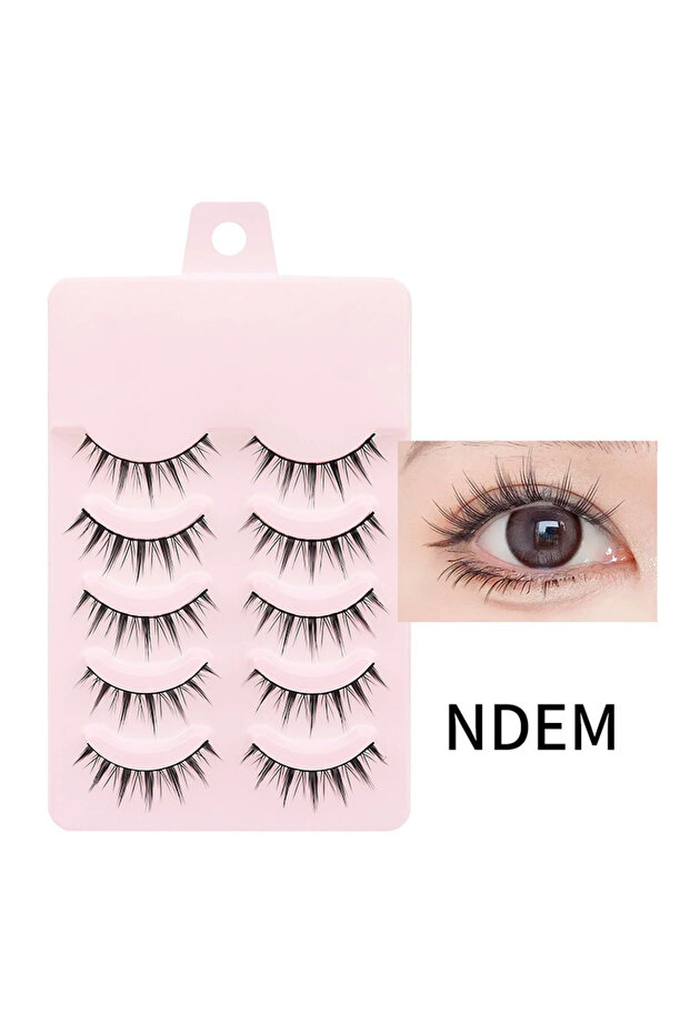 C 5Pairs-NDEM-337 5 Pairs Manga Lashes Soft Natural Long False Eyelashes Anime Wispy Strip Lashes Fo