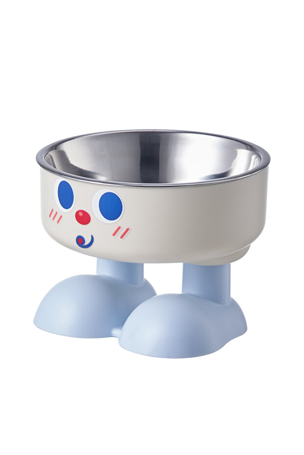 Blue Elevated Stainless Steel Pet Bowl – Anti-Tip Design with Non-Slip Silicone Base & Chew-Proof Ed