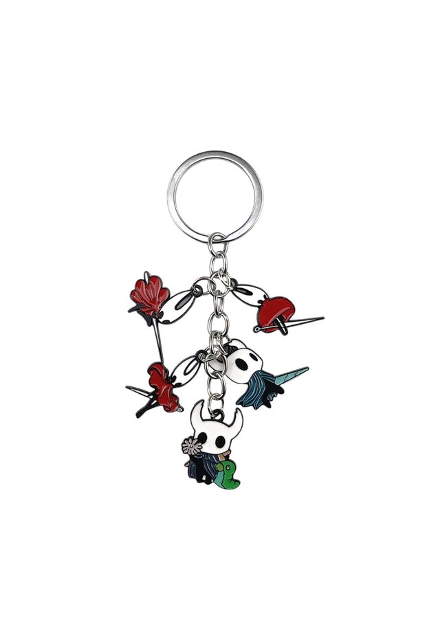 A Hollow Knight Metal Characters Keychain The Knight Octopus Grub Hornet Pendant Key Chain Cosplay .