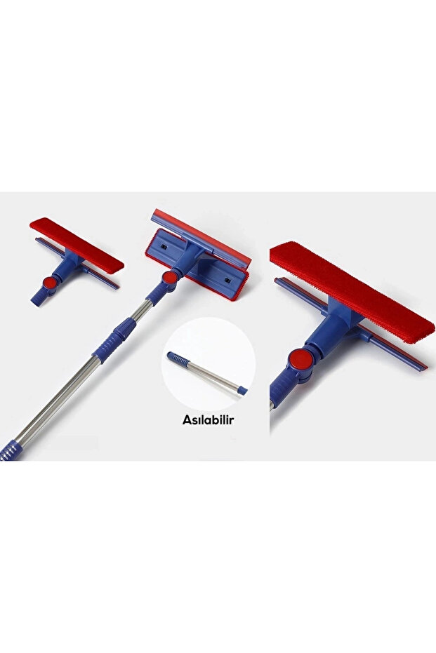 Telescopic window cleaning horse with movable head and pull